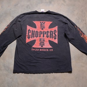 Vintage 90s 00s West Coast Choppers CFL T-shirt Long Sleeve Flame
