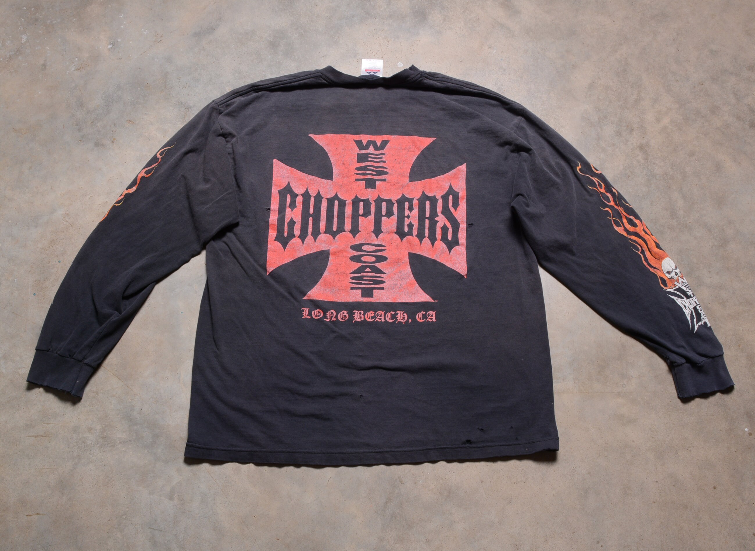 90's WEST COAST CHOPPERS ブラックフェードロンT - Tシャツ