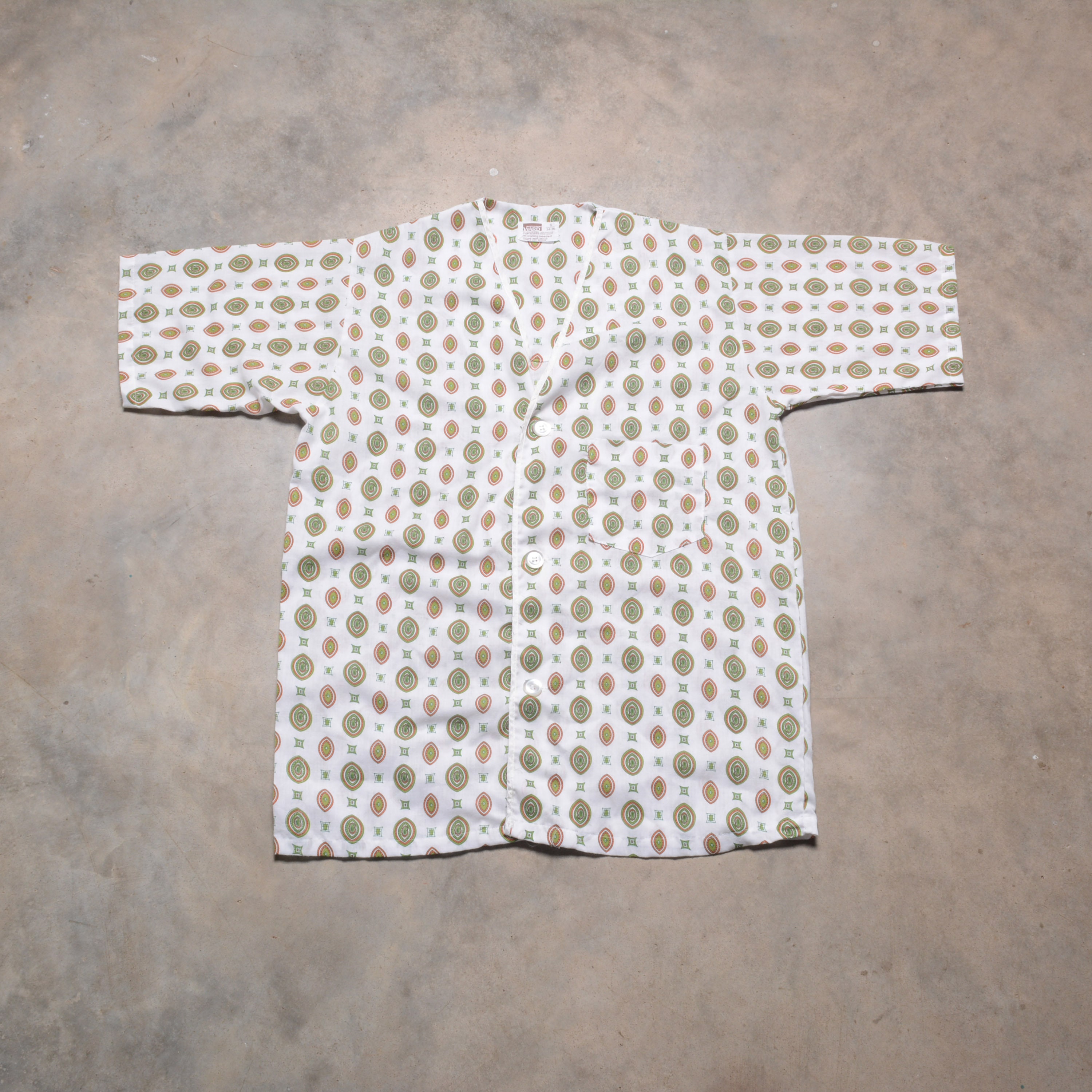 Vintage 60s Pajama Top 1960 Menswear Sleep Shirt Paisley Geometric