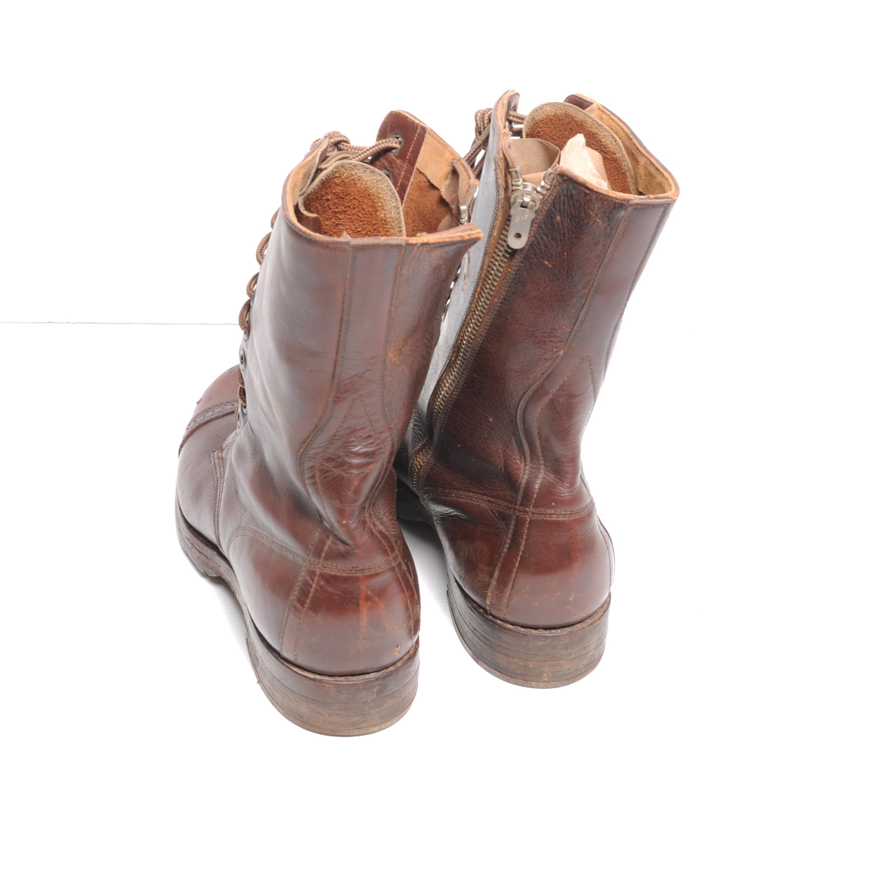 Vintage 30s 40s Combat Boots Brown Leather Paratrooper Jump Boots