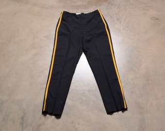 vintage 40s 50s wool uniform pants black bold stripe military band 1940 1950 32-34 waist 32S 34S short
