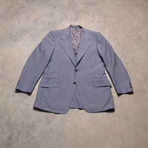 vintage 70s textured polyester sport coat gray blazer sportcoat 1970 men menswear sport jacket 40 40L long