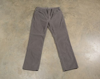 vintage 70s Plain Pockets corduroy pants straight bootcut trouser gray grey cord 1970 men women unisex 36 waist 36x32