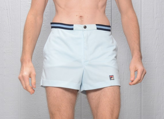 vintage 70s 80s Fila White Line trunks shorts pale