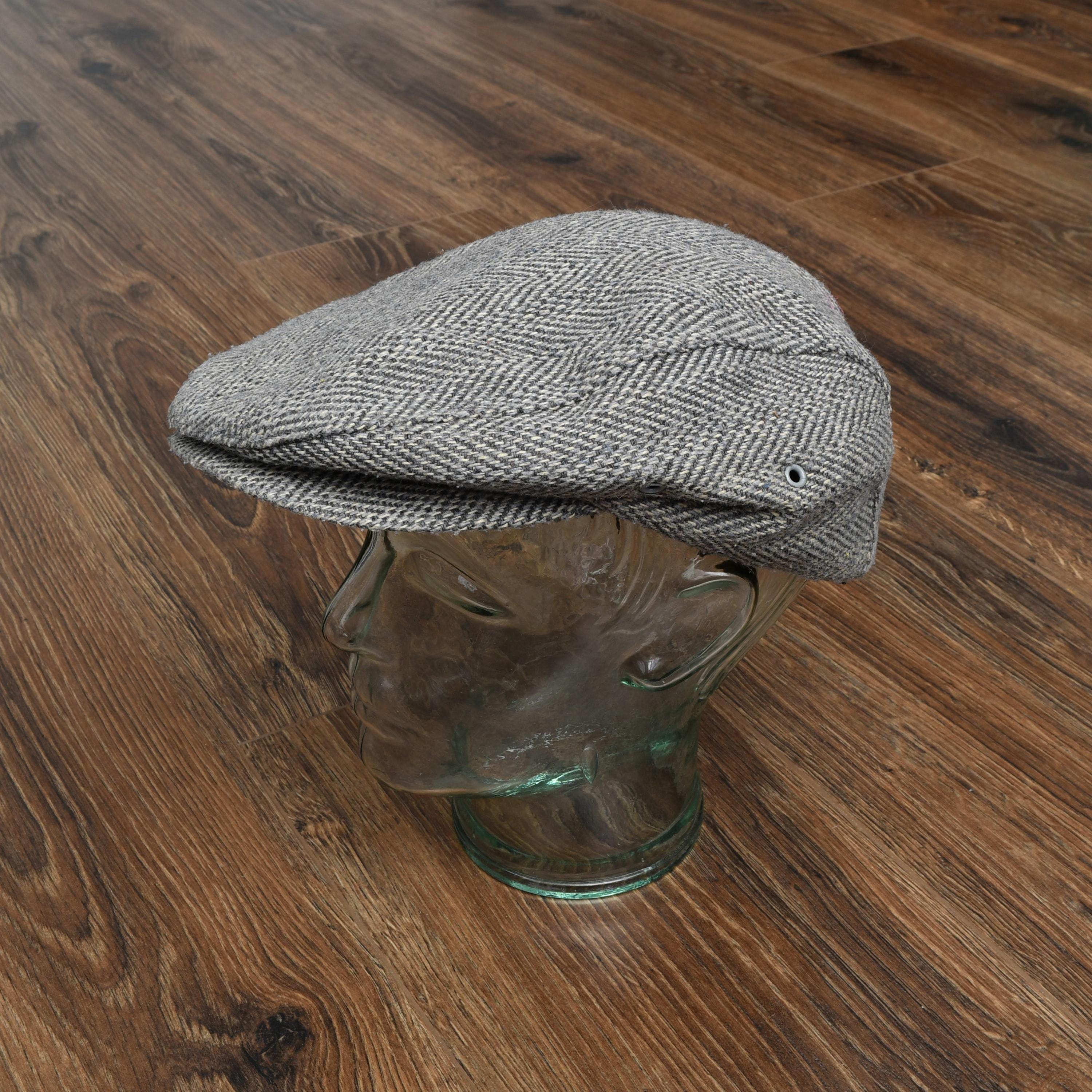 1970s Newsboy Cap Hat Cabbie 6 Panel Leather Braided Hippie Grunge Gypsy Simeon Stetson Calfskin Leather Newsboy Cap – Hollywood Hatters main image 4