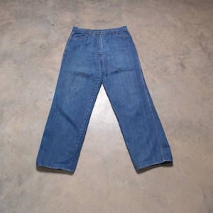 vintage 70s jeans wide leg high rise dark wash indigo denim 1970 vtg women size 18 33 waist