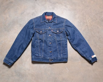 Vintage 80s Levi's 591 Denim Jacket Buffalo Check Flannel Lined