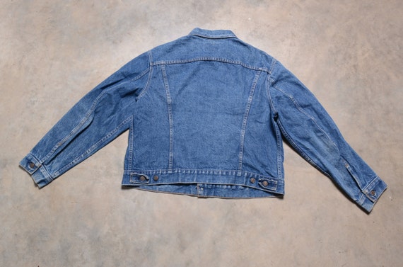 XL Men's 1980s Denim Jacket - 80s Dark Indigo Blue Jean Preppy
