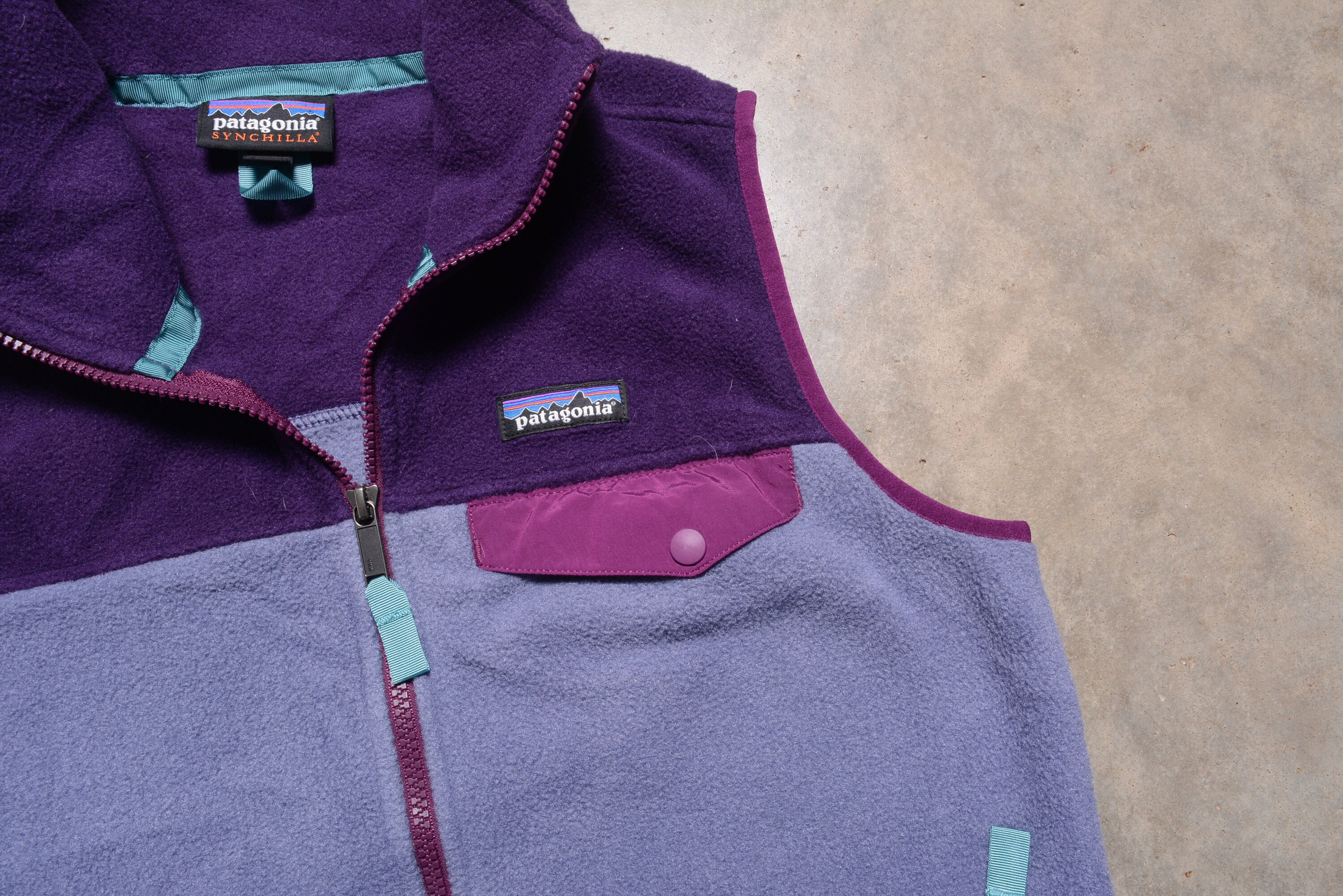 Vintage 90s 00s Y2k Fleece Vest Purple Color Block Patagonia