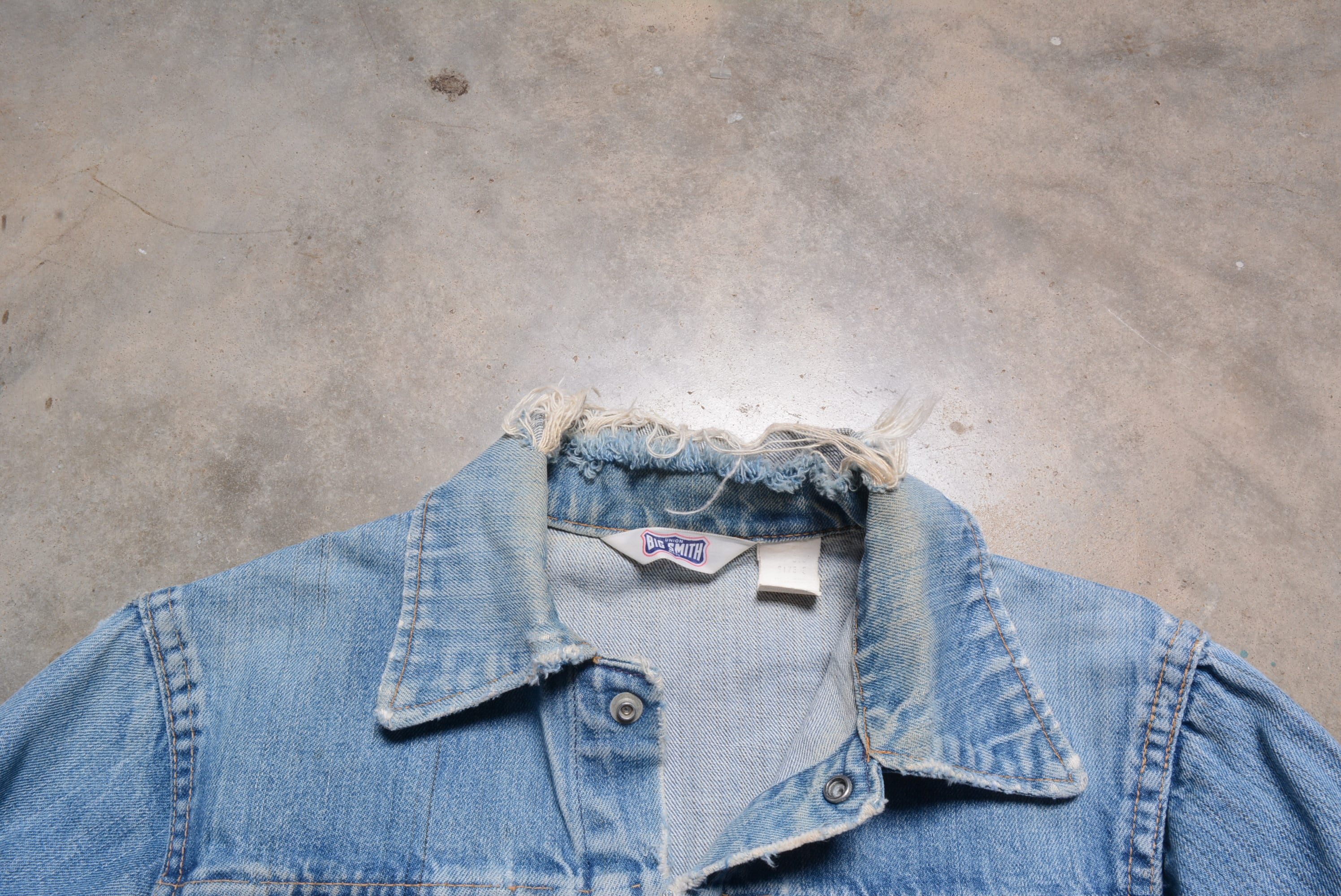 Vintage 70s Big Smith Denim Jacket Vintage Distressed Thrashed 