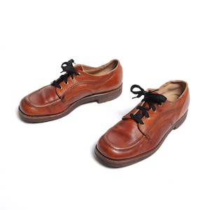 Vintage 60s 70s Moc Toe Shoes Brown Leather Men Women Youth Oxford Men Size  6 Women 7.5 - Etsy