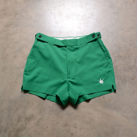 Vintage 70s 80s Boast Tennis Trunks Green Shorts Gym Athletic Size 32 1980 Men Women Unisex Pot Leaf Mary Jane Marijuana Etsy
