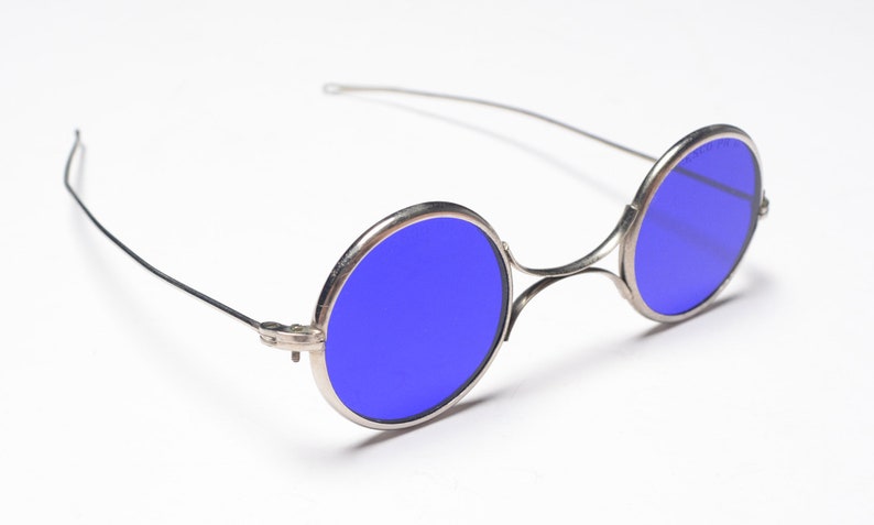 Antique cobalt blue sunglasses round lens welding safety | Etsy