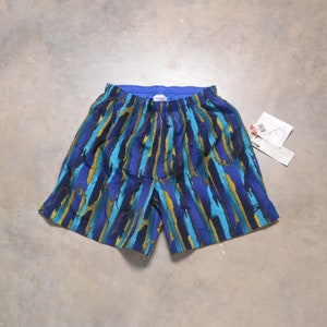 vintage jaren 00 Speedo shorts blauw goud abstracte print badpak badpak 28-38 taille maat M medium