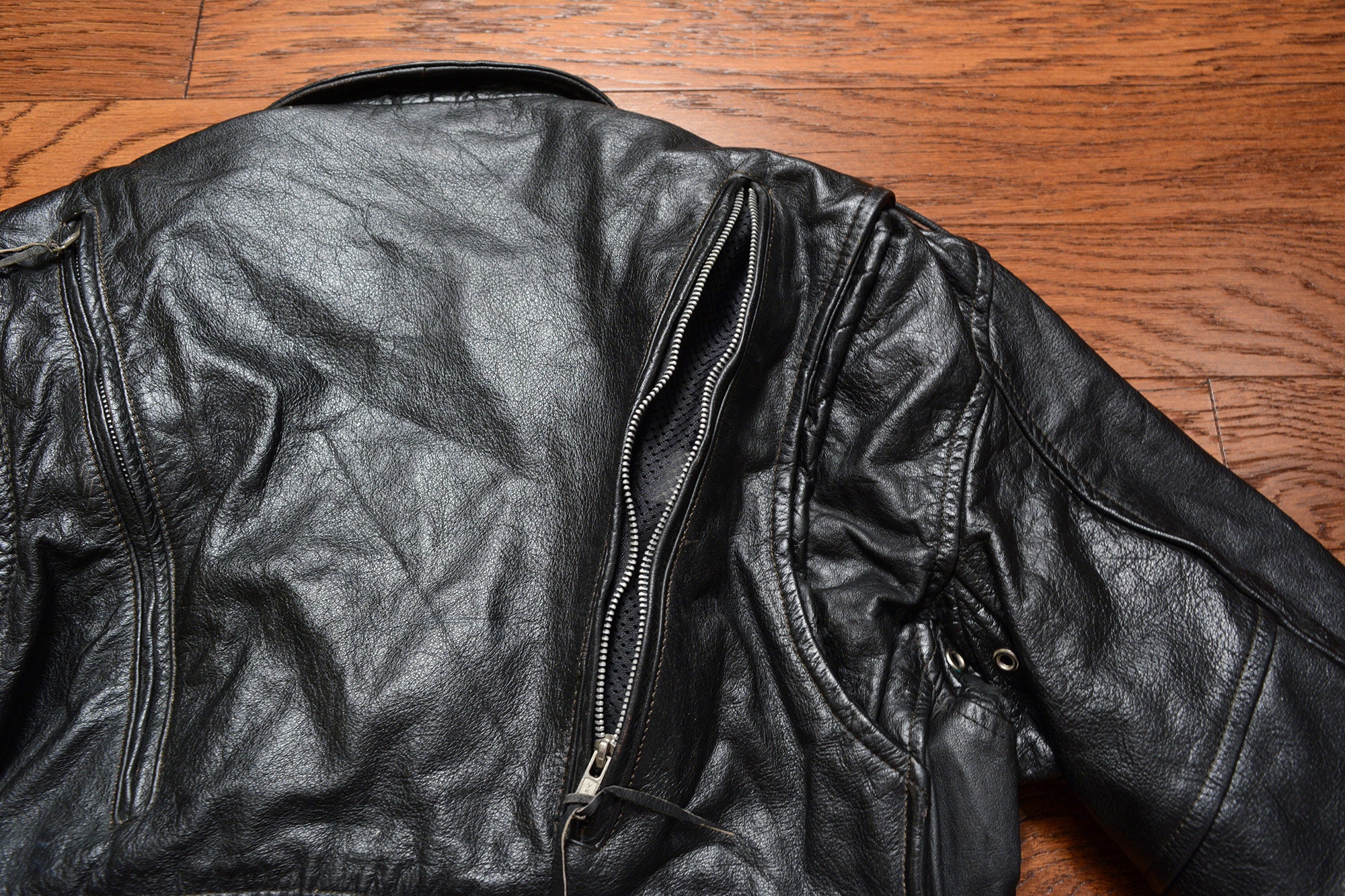 Vintage 80s Leather Motorcycle Jacket SHAF Zip Out Thinsulate