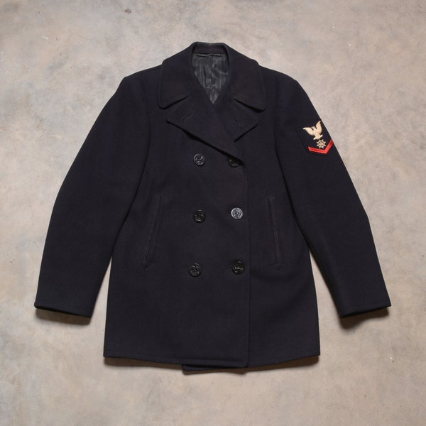 Men's Vintage Navy Pea Coat 40 