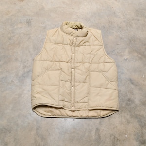 vintage 70s ski vest puffy puffer vest hiking camping tan men women unisex L/XL Anheuser Busch A & Eagle