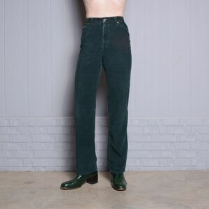 Vintage 70s Levis Dark Green Corduroy Pants Talon 42 Zipper