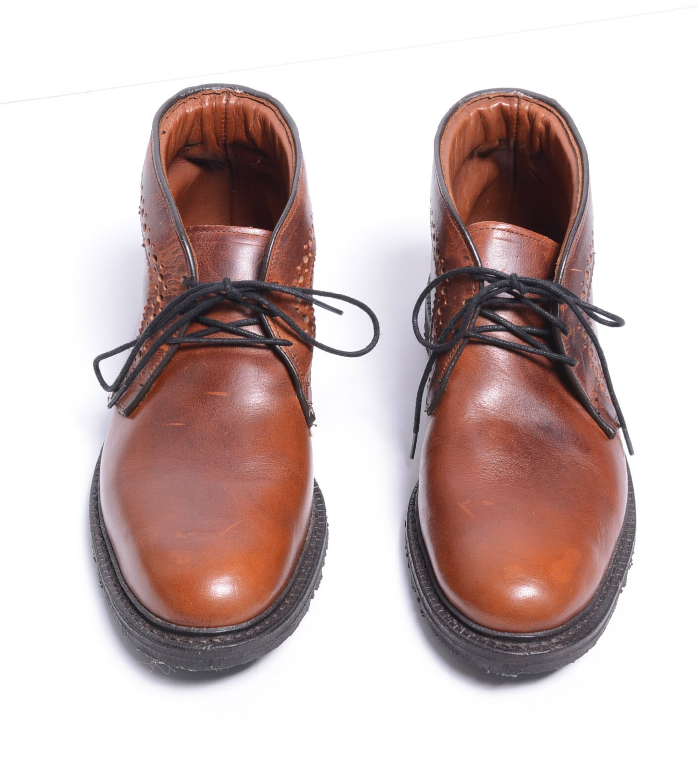 Allen Edmonds Bellevue Brown Leather Chukka Boots 13  Made in USA Vintage 80s 90s Allen Edmonds Bellevue Plain Toe Brogue Boot  main image 4