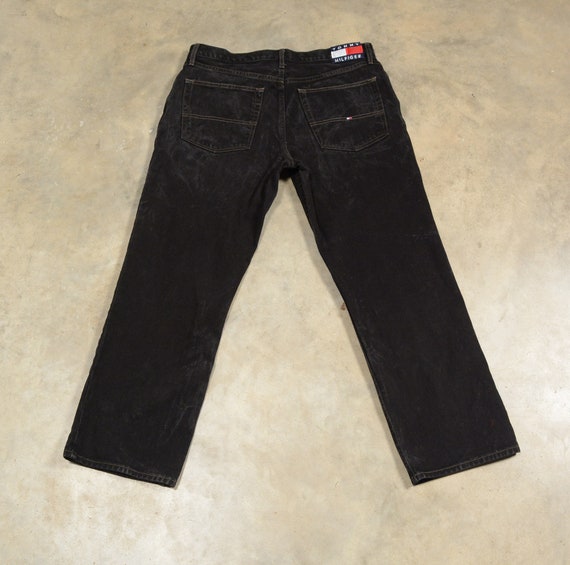 vintage 90s Tommy Hilfiger jeans black denim wide… - image 3
