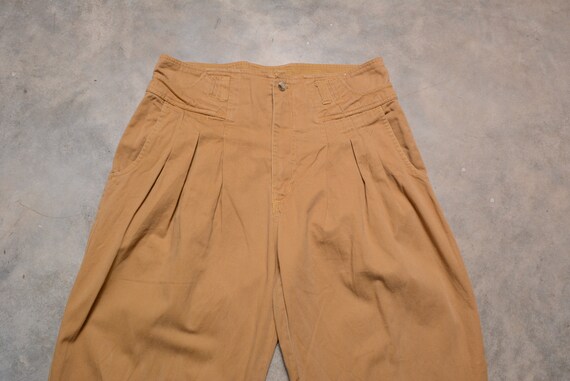 vintage 80s pants baggy taper high waist mustard … - image 2