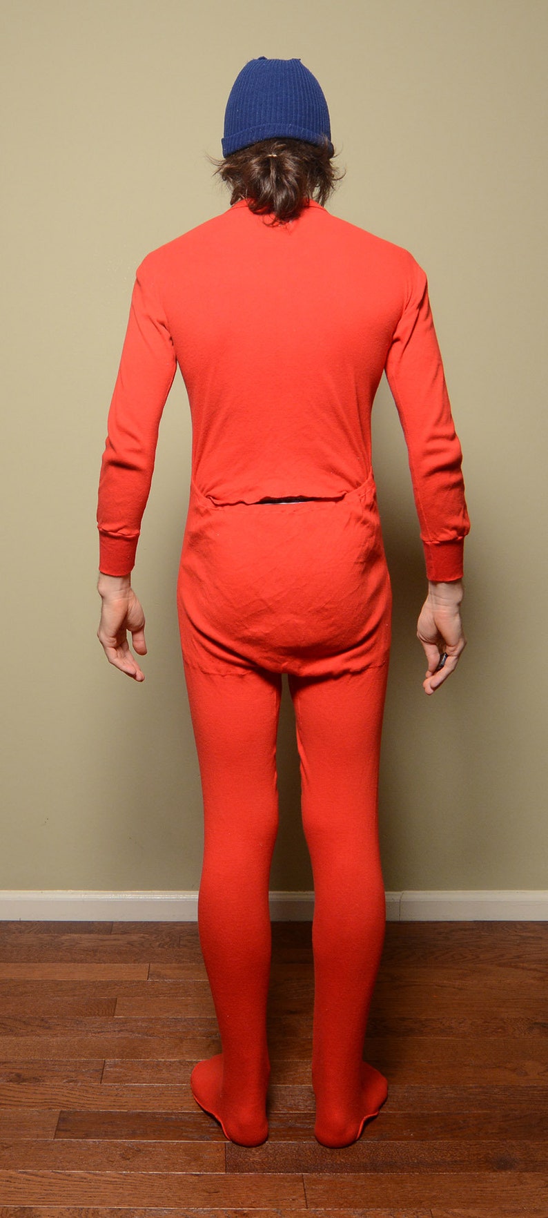 Vintage union suit red onesie thermal underwear one piece 40s Etsy