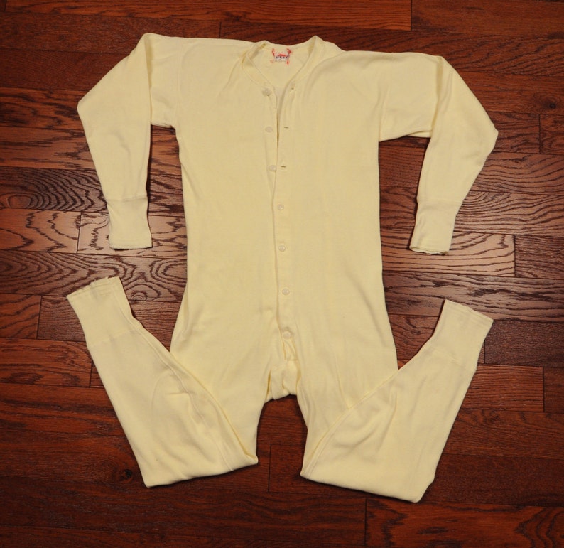 Vintage 40s 50s union suit West white thermal underwear one Etsy