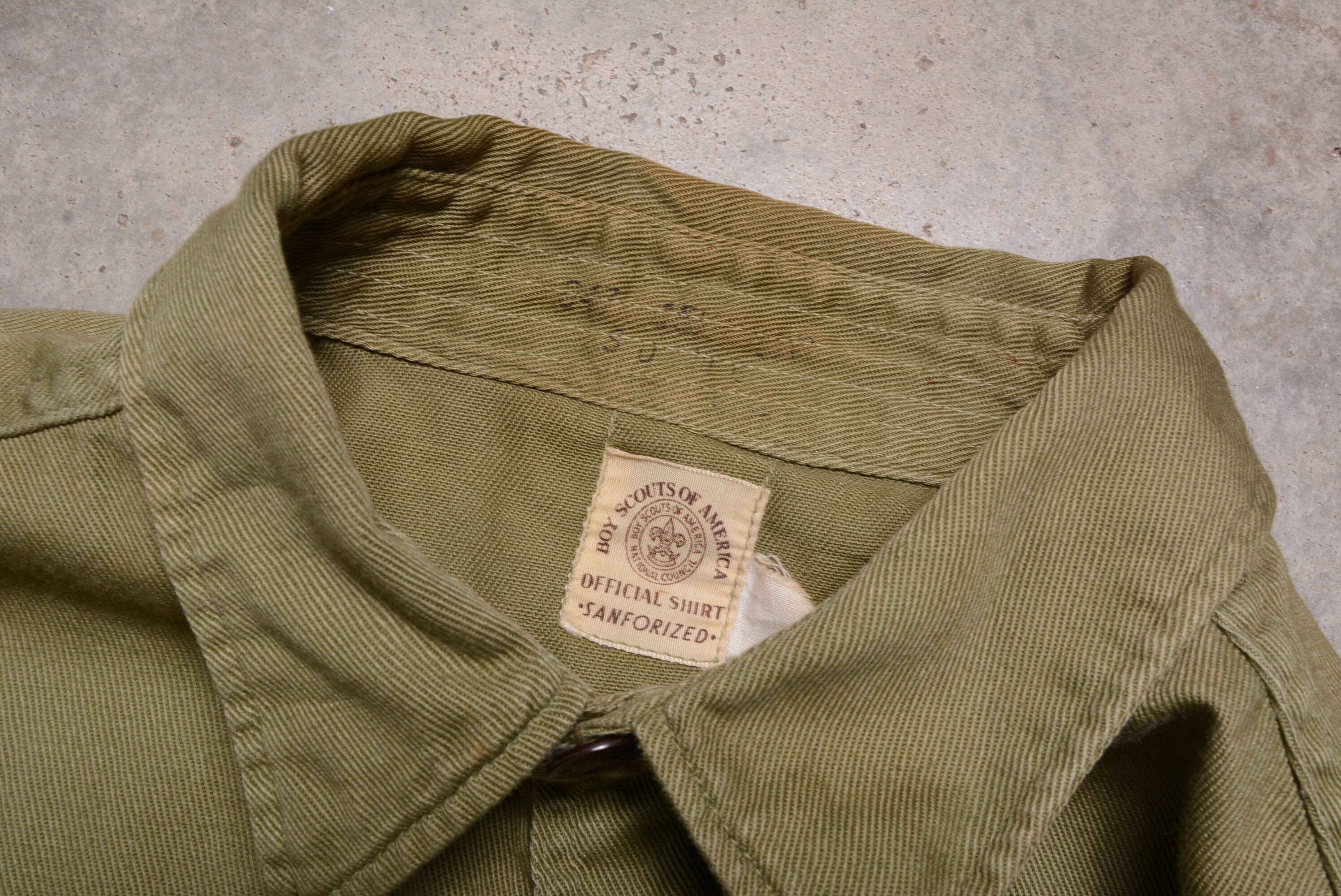 Vintage 40s 50s Boy Scouts Shirt Sanforized Olive Green Uniform