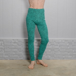 vintage 80s 90s tights Moods Krizia cat head print green spandex workout pants 1980 1990 men women unisex gym athletic aerobics M medium