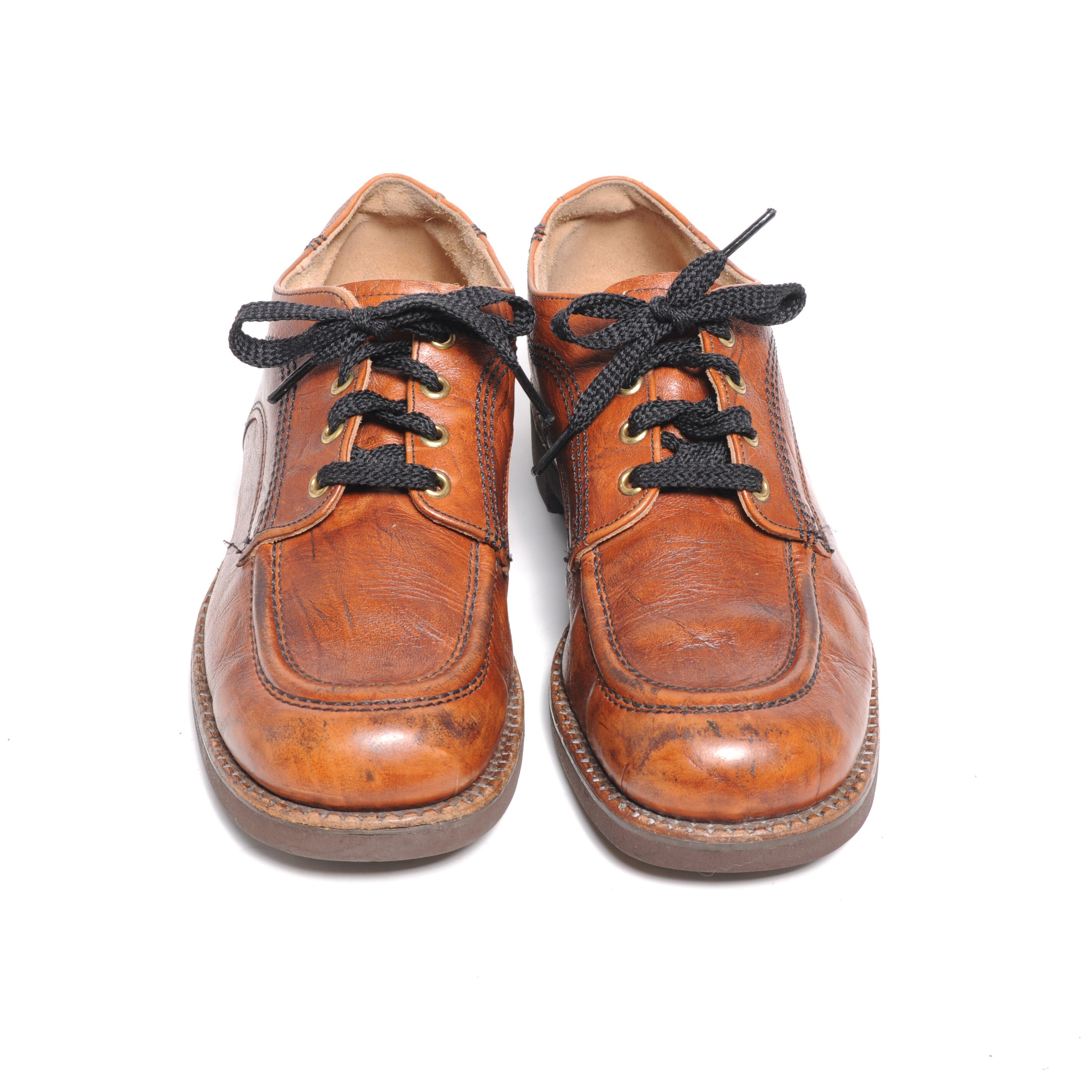 Vintage 70s Mock Toe Shoes Saddle Brown Leather Oxford 1970 Men Size 6.5 Women Size 8.5 Etsy New Zealand