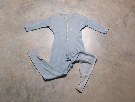 vintage union suit onesie thermal underwear one p… - image 1