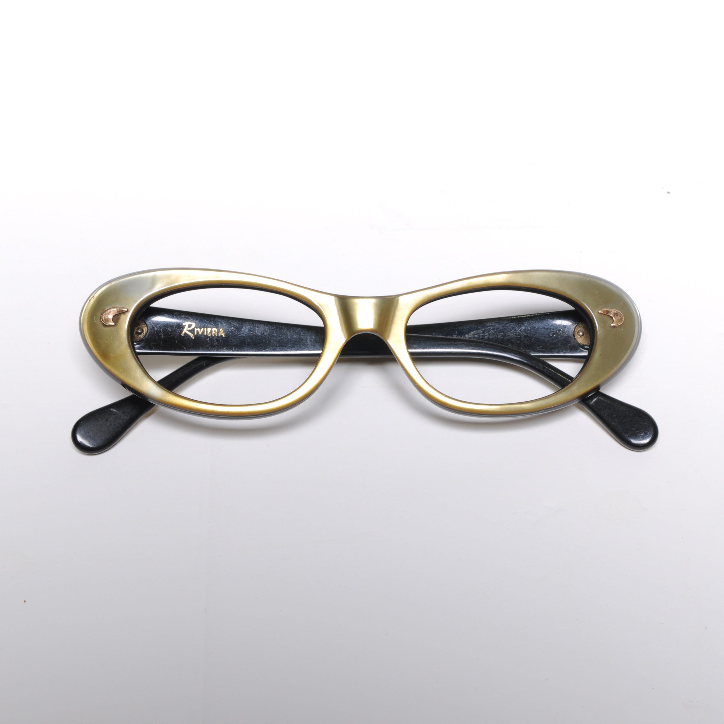 50s-60s Vintage Cat Eye Glasses w Gold Frames Classic 1950s Vintage Cat Eye Glasses | Dead Men main image 3