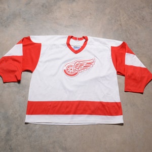 vintage 70s hockey jersey Detroit Red Wings white away sweater 1970 men women unisex XL Cosby