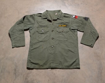 vintage 50s US Military Army utility shirt 1950 Korean War era army shirt M/L men women unisex OG 1st Army D'Anna