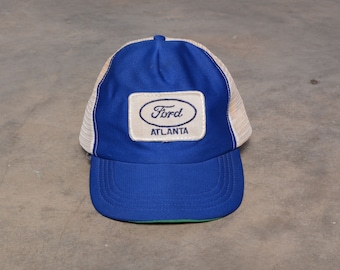 vintage 80s Ford Atlanta trucker hat white blue 1980 vintage snapback Ford Assembly plant