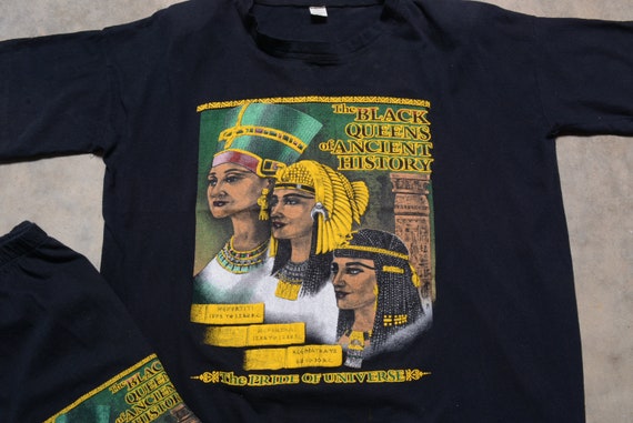 Vintage 90s Black Queen T-shirt Pant Set Africa Pan-african 1990 