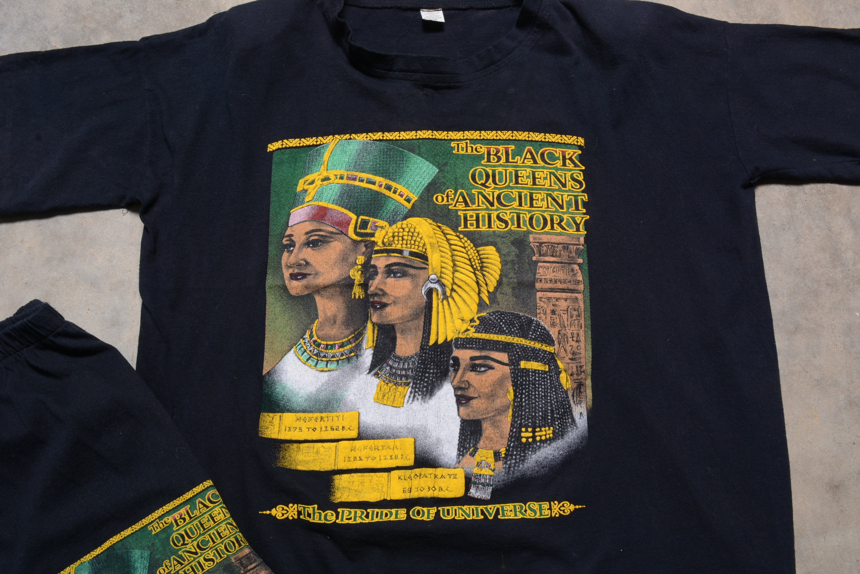 Vintage 90s Black Queen T-shirt Pant Set Africa Pan-african 1990