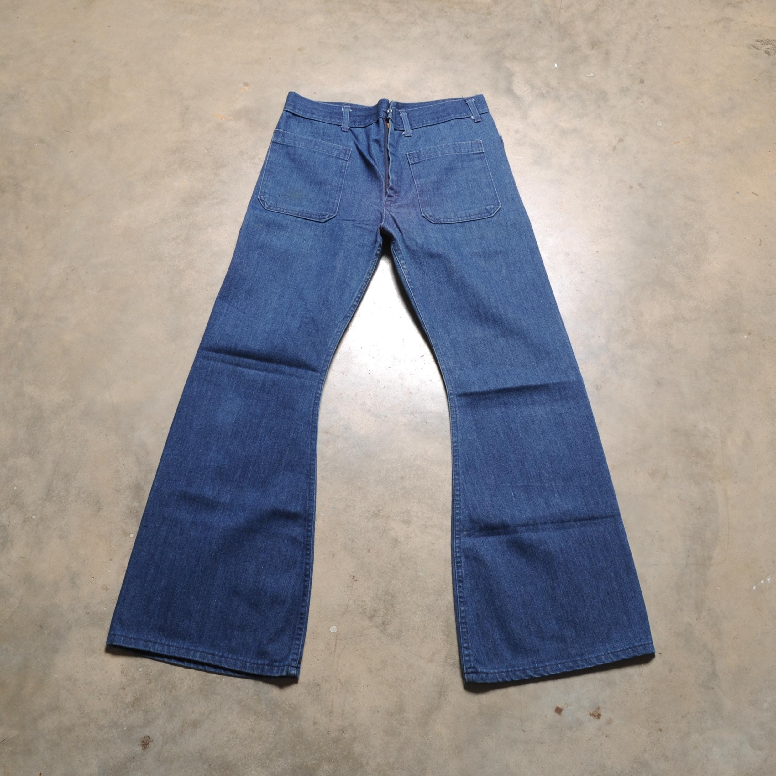 Vintage 60s 70s Seafarer Bellbottom Jeans Dark Wash Indigo