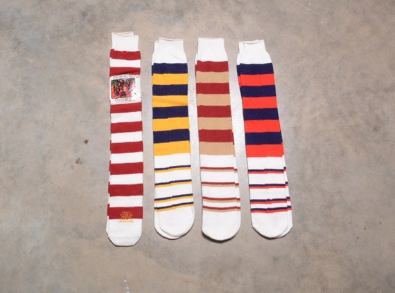 vintage 60s 70s tube socks red white blue tan yel… - image 1