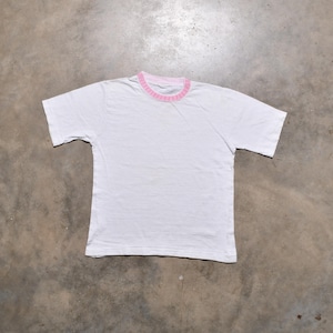 vintage 70s ringer t-shirt fitted crop top baby tee 1970 women XS/S bodycon