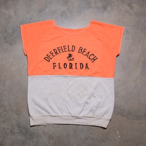Moletom sem mangas vintage dos anos 80 1980 Deerfield Beach Florida palmeira masculino feminino unissex M/L