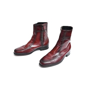 men vintage boots Florsheim burgundy oxblood leather square toe men size 11 11EEE wide