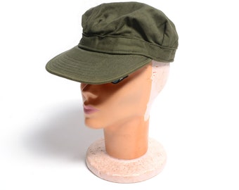 vintage 50s army cap military short brim cadet hat field cap drab olive green Che hat 1950 utility field cap 6 3/4 XS/S