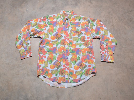 vintage 80s 90s allover print dress shirt button … - image 1