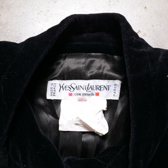 vintage 80s Yves Saint Laurent velvet jacket mili… - image 3