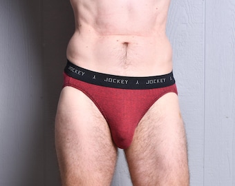 Ropa interior estilo bikini Jockey Comfort Ribs vintage de los años 80, braguita burdeos rojo oscuro, talla M, cintura 32-34