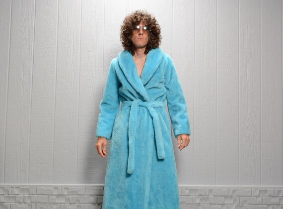 vintage 60s 70s green robe fuzzy bathrobe Tiffany