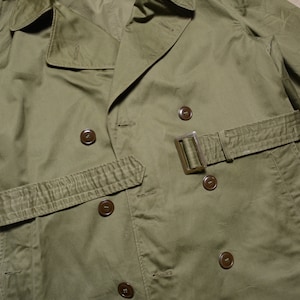 vintage 50er Jahre Armee Jacke Vollfutter Graben Gürtel Taille 1950 Korea Krieg Ära M medium Männer Frauen Unisex Bild 2