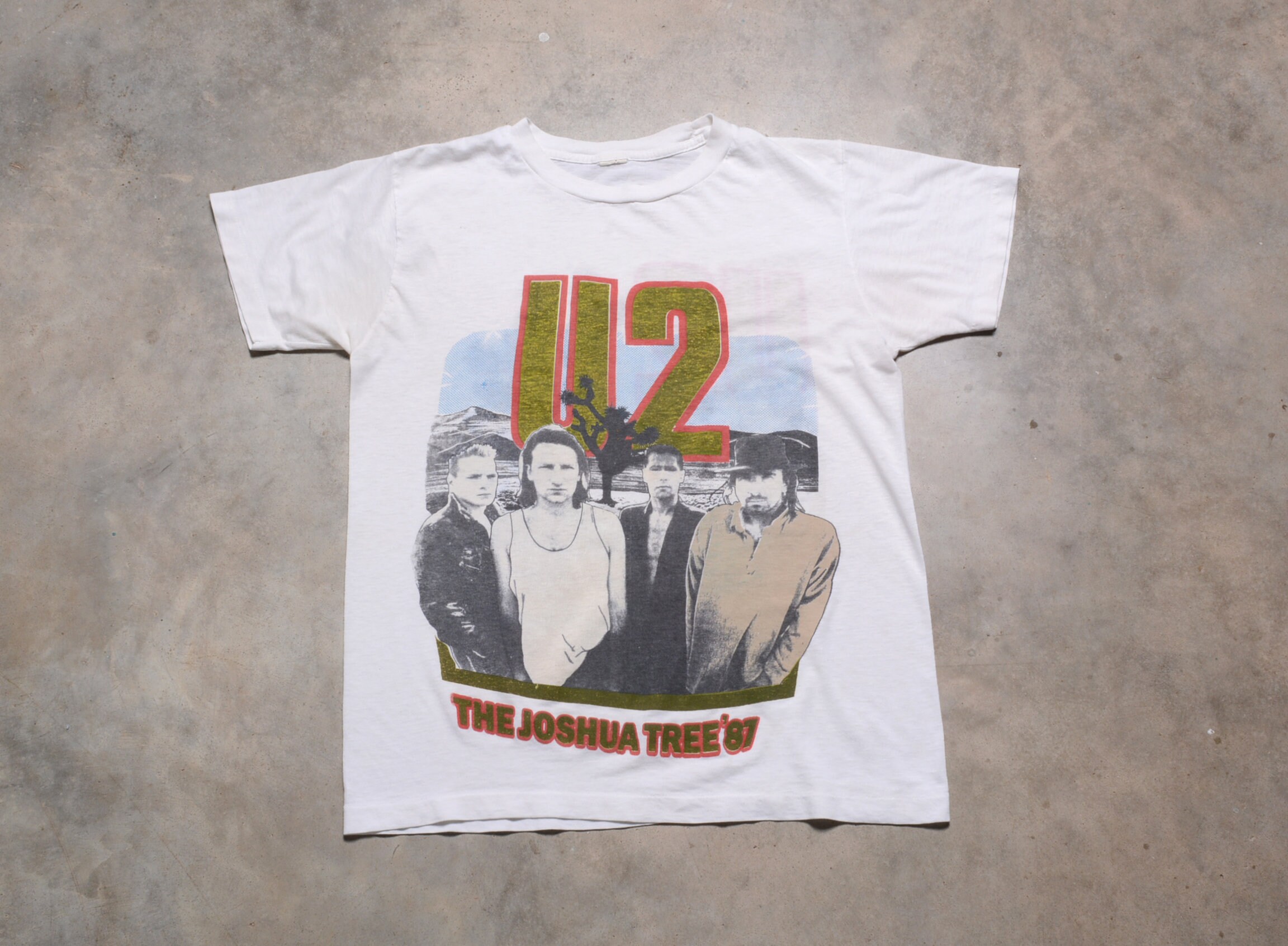 New U2 Joshua Tree 1987 Tour Mens White Retro Vintage T