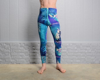 vintage 80s 90s tights abstract flower tropical spandex workout pants 1980 1990 men women unisex gym athletic aerobics